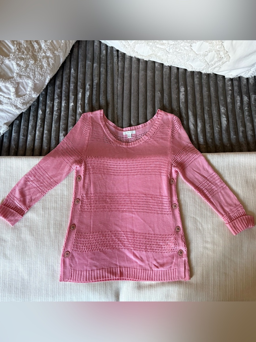 Women’s Pink Knit Button-Side Sweater New York & Company Small